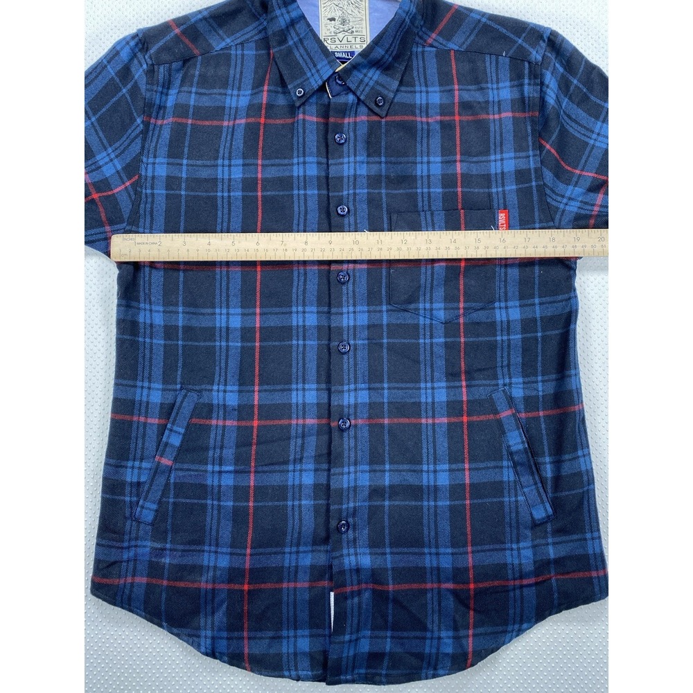RSVLTS The Roosevelts Flannel Shirt Men's Small Navy Blue Plaid Long Sleeve - Picture 3 of 5